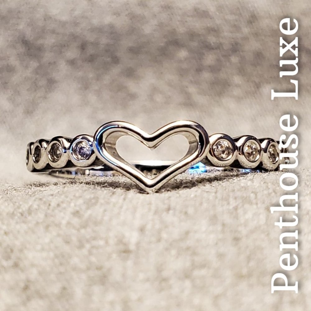 White Sapphire Heart Silver Band